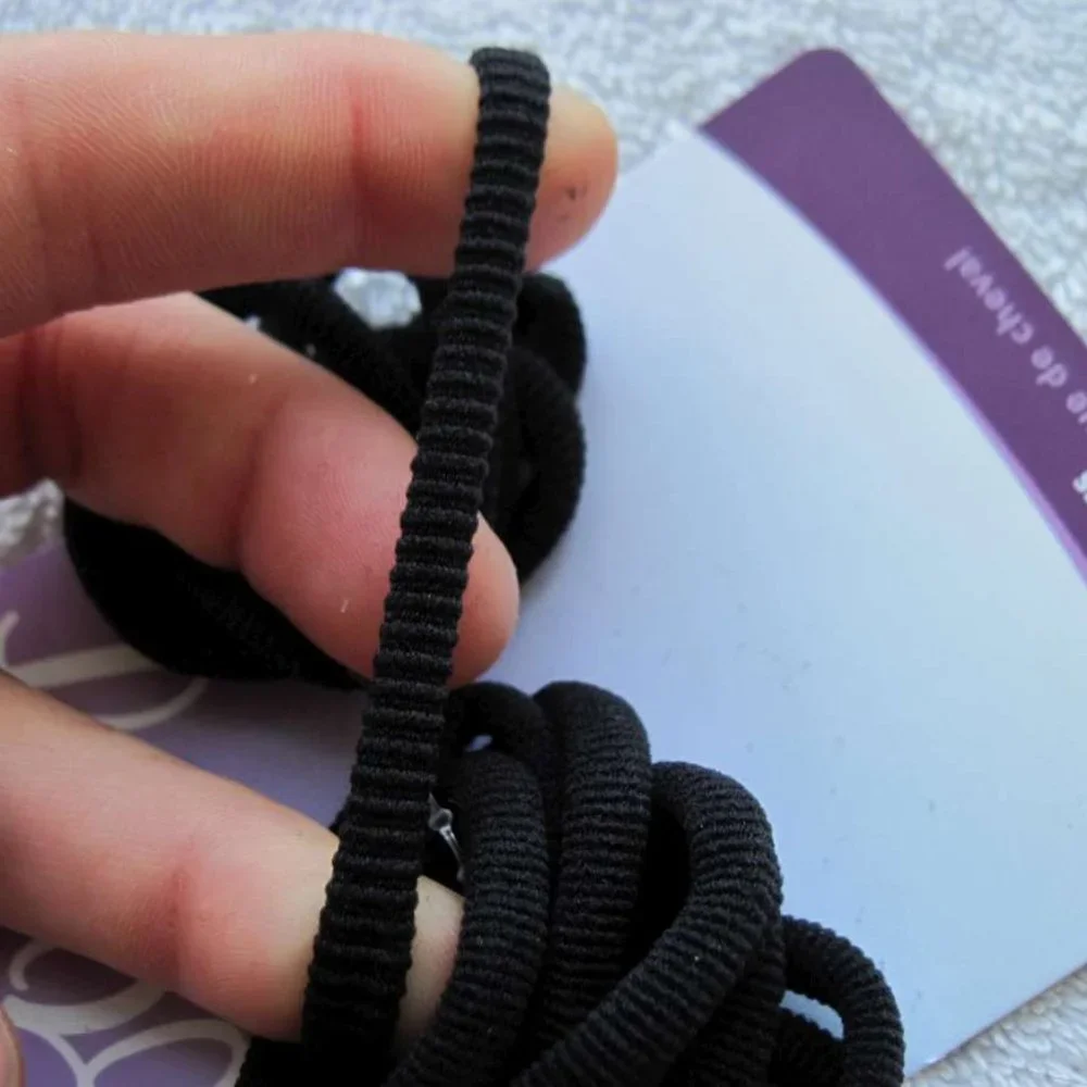 14 Goody Ouchless Black Gentle Fit Soft Fabric Terry Elastic No Metal Hair Bands